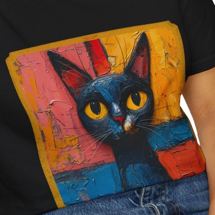 Oil Paint Like #3 Cat Unisex Soft-Style Cotton T-Shirt – Lightweight, Comfortable, and Sustainable