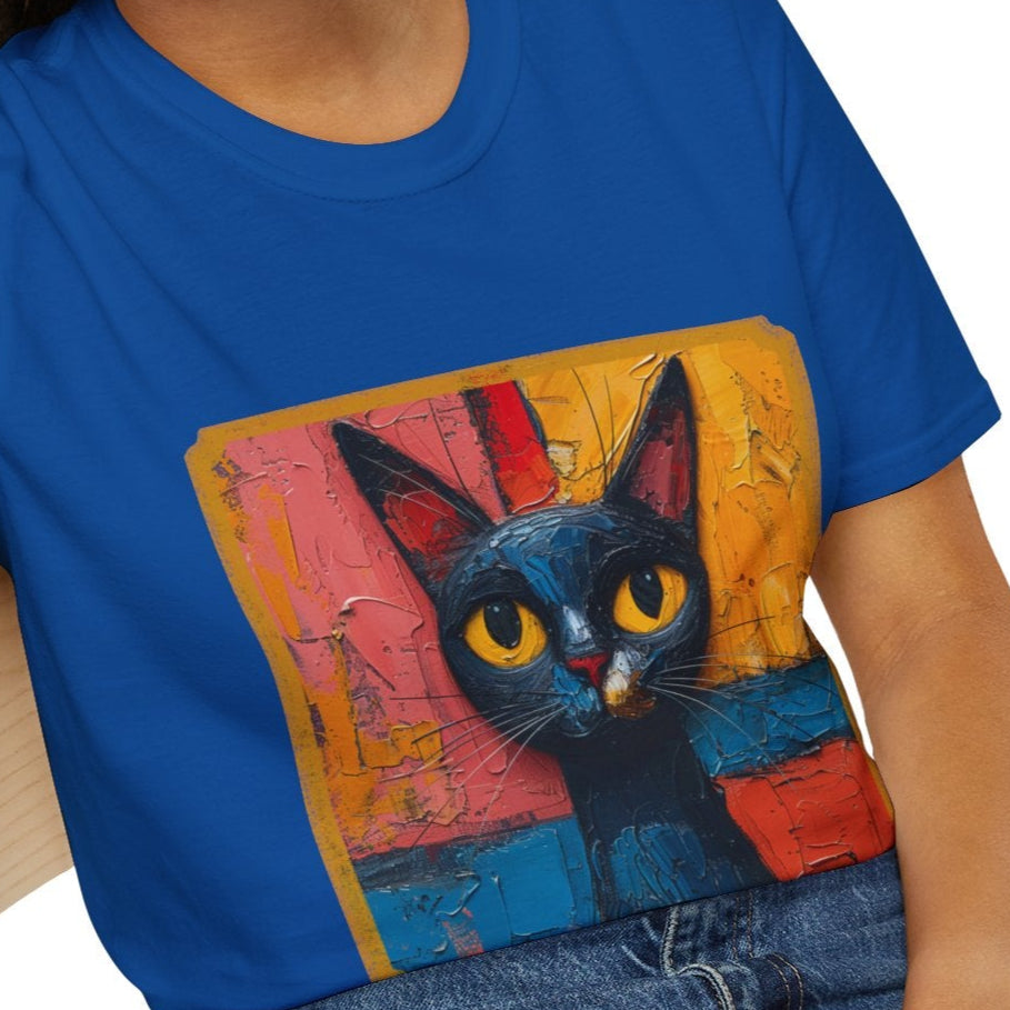 Oil Paint Like #3 Cat Unisex Soft-Style Cotton T-Shirt – Lightweight, Comfortable, and Sustainable