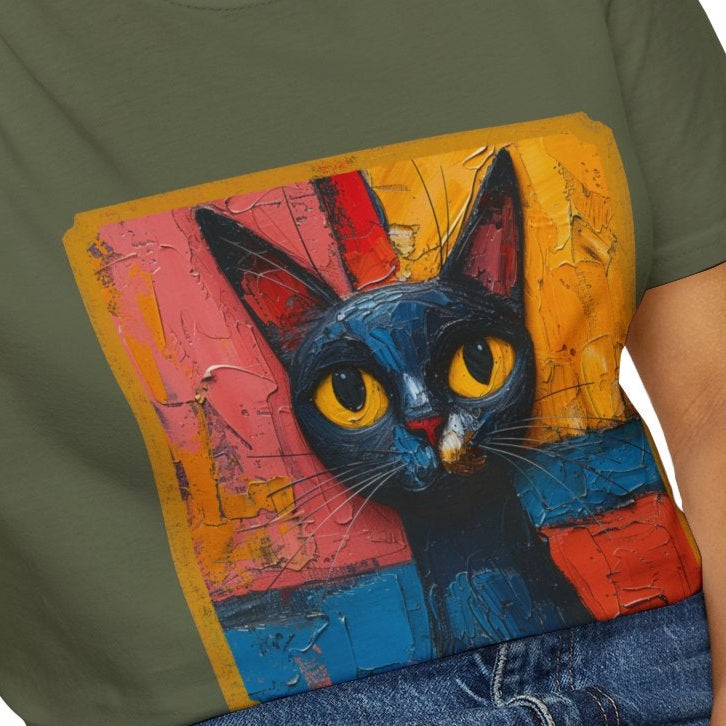 Oil Paint Like #3 Cat Unisex Soft-Style Cotton T-Shirt – Lightweight, Comfortable, and Sustainable