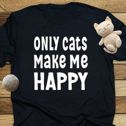 Only Cats Make Me Happy Unisex Soft-Style Cotton T-Shirt – Lightweight, Comfortable, and Sustainable