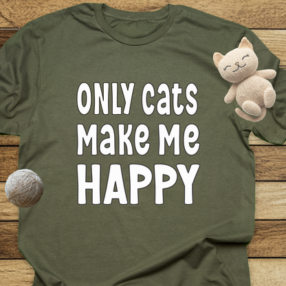 Only Cats Make Me Happy Unisex Soft-Style Cotton T-Shirt – Lightweight, Comfortable, and Sustainable