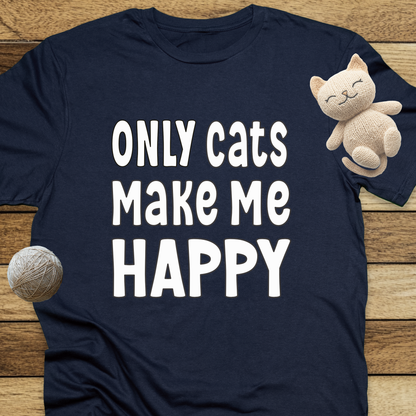 Only Cats Make Me Happy Unisex Soft-Style Cotton T-Shirt – Lightweight, Comfortable, and Sustainable