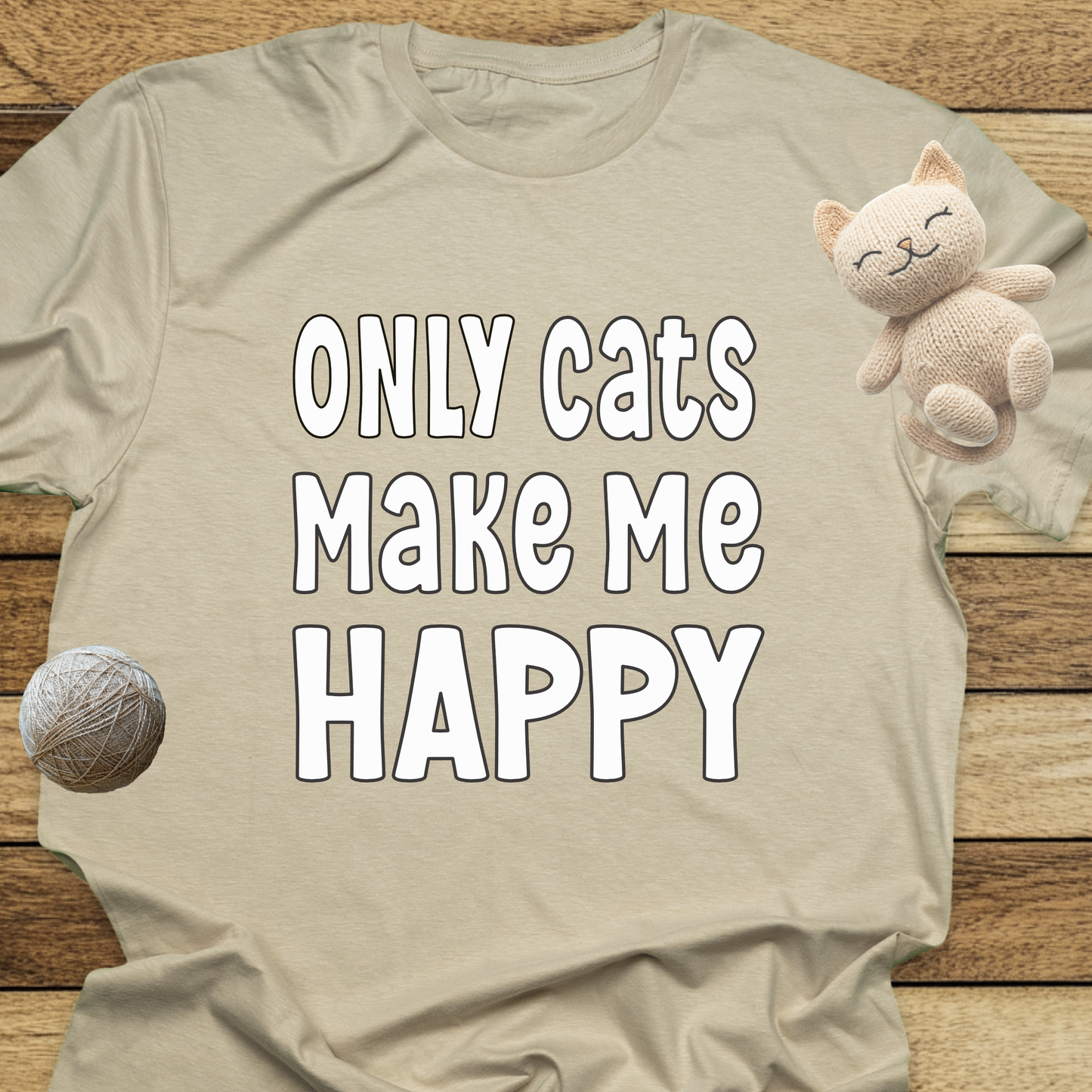 Only Cats Make Me Happy Unisex Soft-Style Cotton T-Shirt – Lightweight, Comfortable, and Sustainable