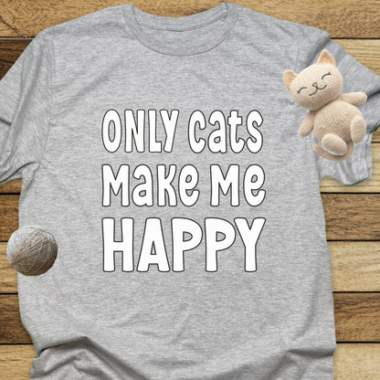 Only Cats Make Me Happy Unisex Soft-Style Cotton T-Shirt – Lightweight, Comfortable, and Sustainable