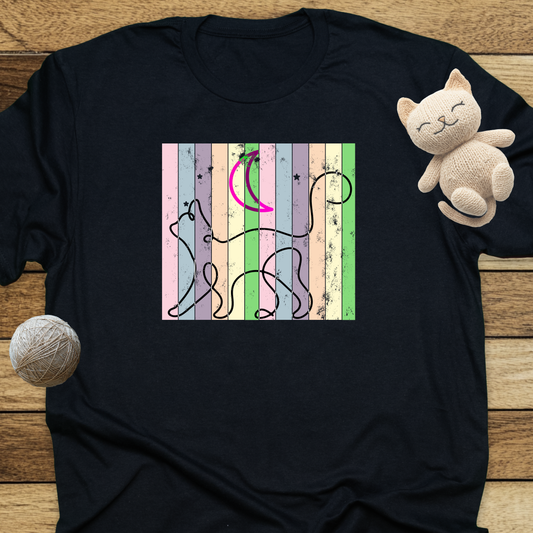 A Cat and the Moon Unisex Soft-Style Cotton T-Shirt – Lightweight, Comfortable, and Sustainable