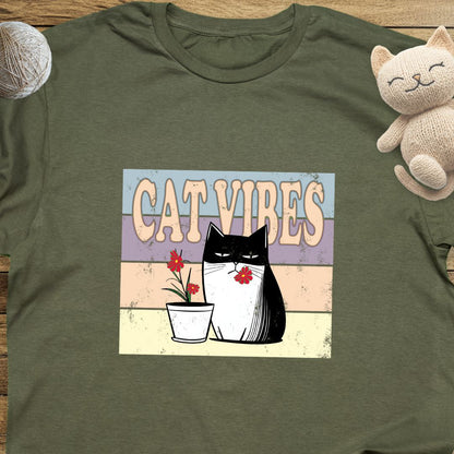 Cat Vibes Unisex Soft-Style Cotton T-Shirt – Lightweight, Comfortable, and Sustainable