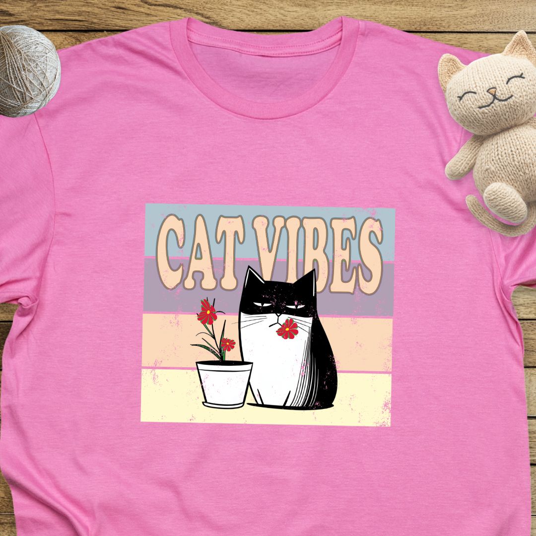 Cat Vibes Unisex Soft-Style Cotton T-Shirt – Lightweight, Comfortable, and Sustainable