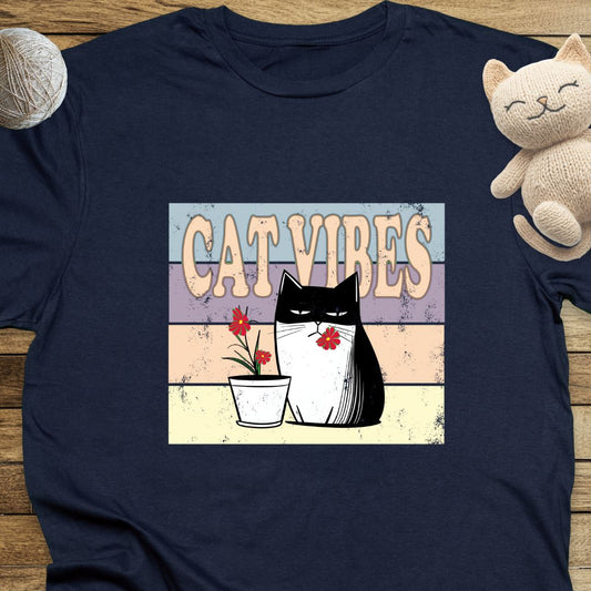 Cat Vibes Unisex Soft-Style Cotton T-Shirt – Lightweight, Comfortable, and Sustainable