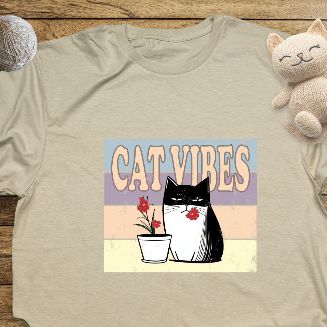 Cat Vibes Unisex Soft-Style Cotton T-Shirt – Lightweight, Comfortable, and Sustainable