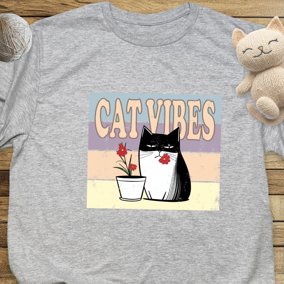 Cat Vibes Unisex Soft-Style Cotton T-Shirt – Lightweight, Comfortable, and Sustainable