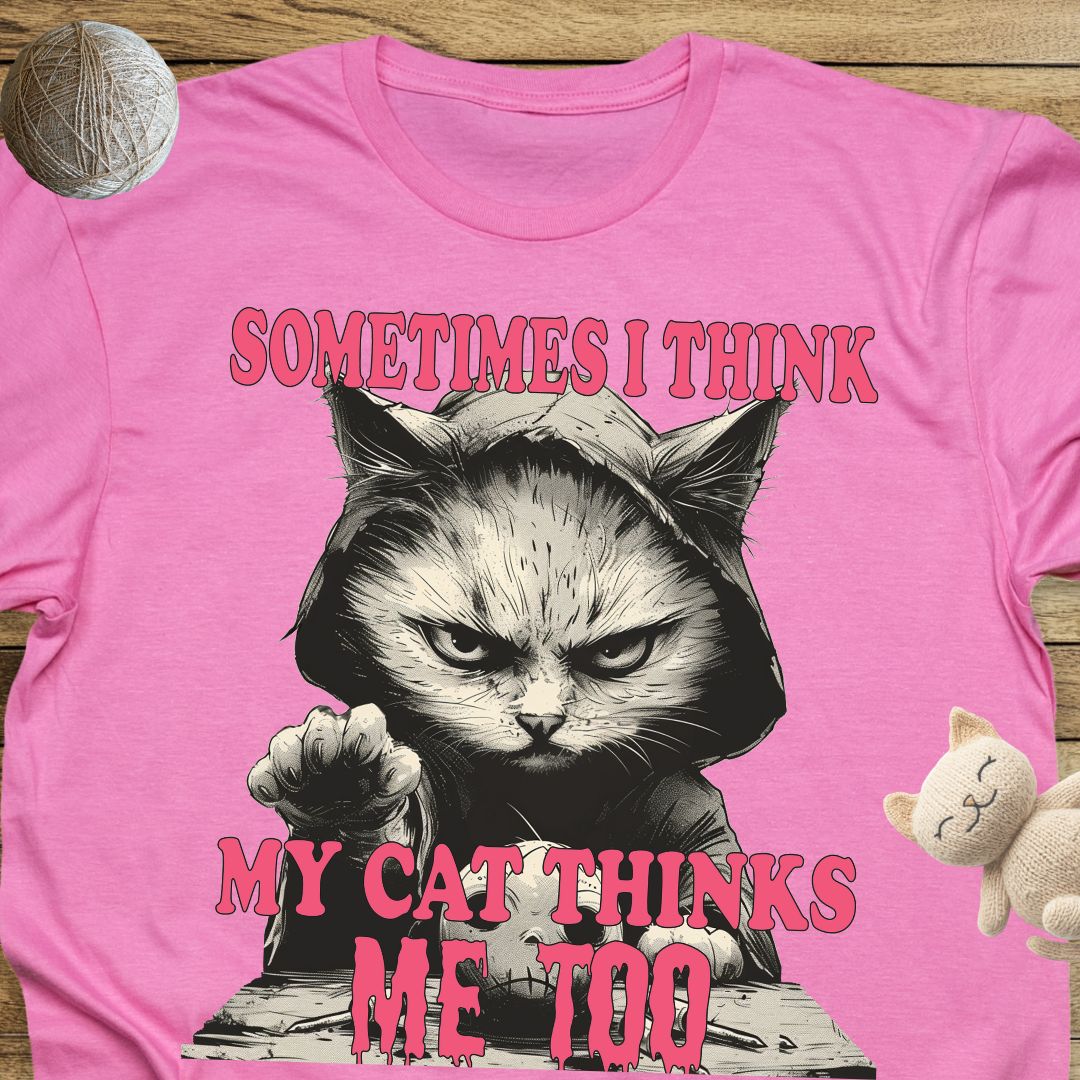 Sometimes I Think My Cat Thinks Me Too Unisex Soft-Style Cotton T-Shirt – Lightweight, Comfortable, and Sustainable