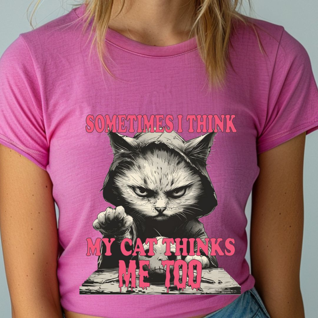 Sometimes I Think My Cat Thinks Me Too Unisex Soft-Style Cotton T-Shirt – Lightweight, Comfortable, and Sustainable