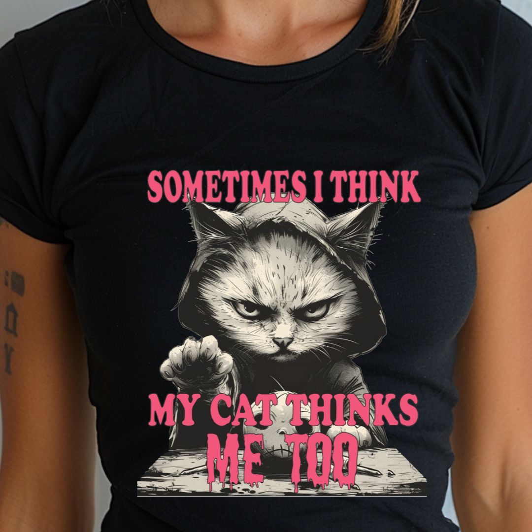 Sometimes I Think My Cat Thinks Me Too Unisex Soft-Style Cotton T-Shirt – Lightweight, Comfortable, and Sustainable