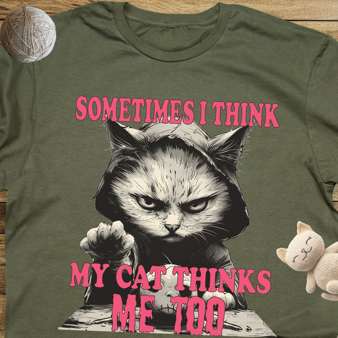 Sometimes I Think My Cat Thinks Me Too Unisex Soft-Style Cotton T-Shirt – Lightweight, Comfortable, and Sustainable