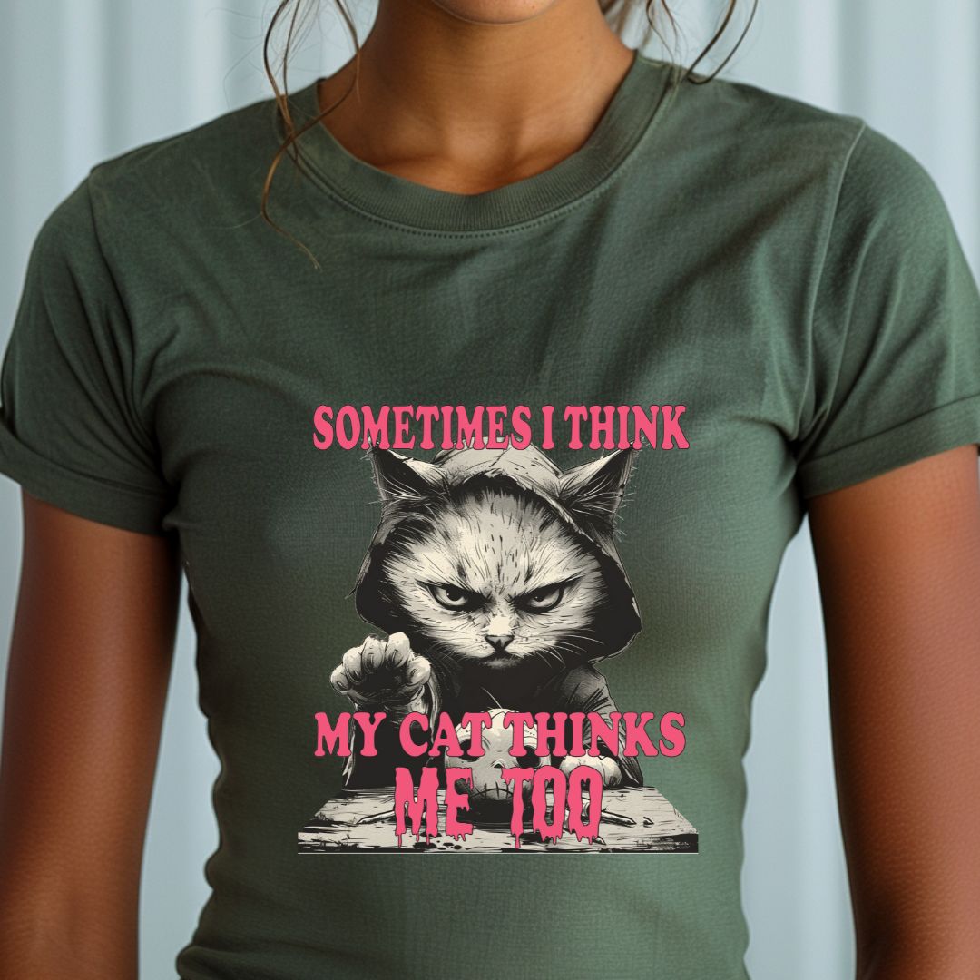 Sometimes I Think My Cat Thinks Me Too Unisex Soft-Style Cotton T-Shirt – Lightweight, Comfortable, and Sustainable