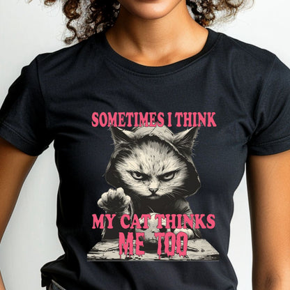 Sometimes I Think My Cat Thinks Me Too Unisex Soft-Style Cotton T-Shirt – Lightweight, Comfortable, and Sustainable