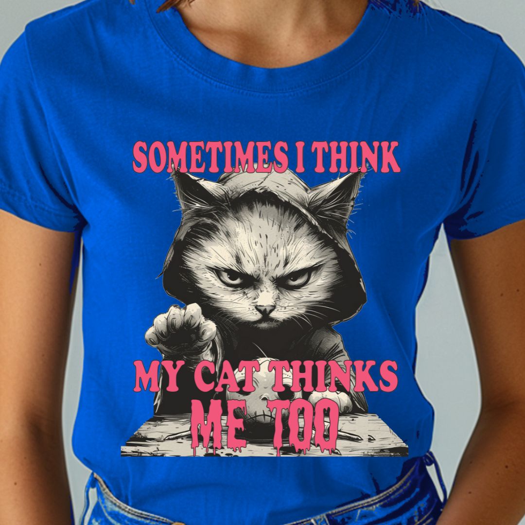 Sometimes I Think My Cat Thinks Me Too Unisex Soft-Style Cotton T-Shirt – Lightweight, Comfortable, and Sustainable