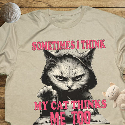 Sometimes I Think My Cat Thinks Me Too Unisex Soft-Style Cotton T-Shirt – Lightweight, Comfortable, and Sustainable