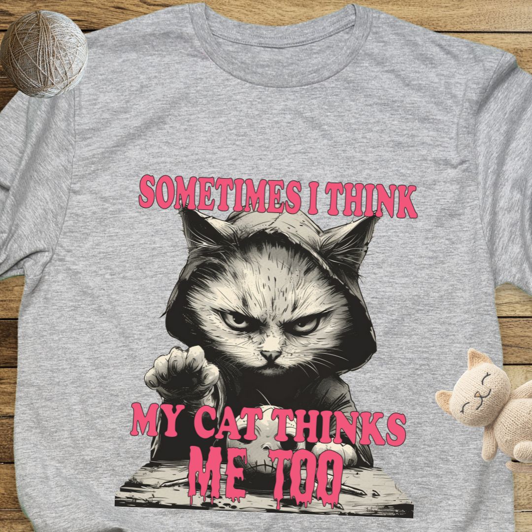 Sometimes I Think My Cat Thinks Me Too Unisex Soft-Style Cotton T-Shirt – Lightweight, Comfortable, and Sustainable