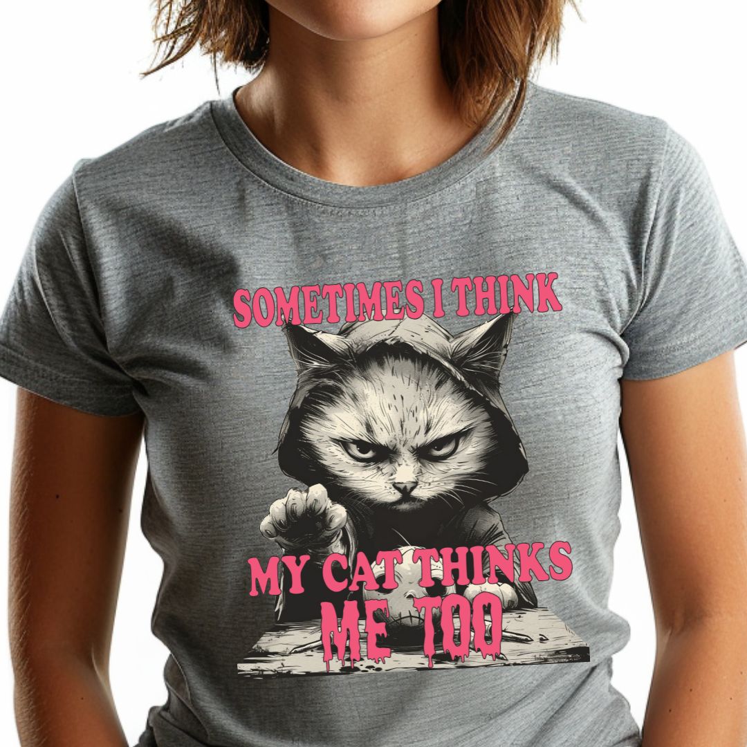 Sometimes I Think My Cat Thinks Me Too Unisex Soft-Style Cotton T-Shirt – Lightweight, Comfortable, and Sustainable