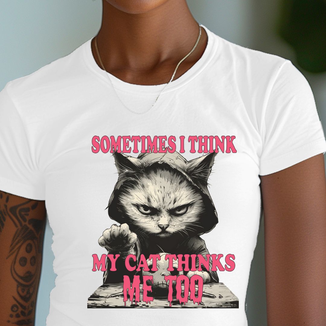 Sometimes I Think My Cat Thinks Me Too Unisex Soft-Style Cotton T-Shirt – Lightweight, Comfortable, and Sustainable