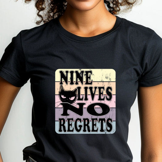 Nine Lives No Regrets Unisex Soft-Style Cotton T-Shirt – Lightweight, Comfortable, and Sustainable