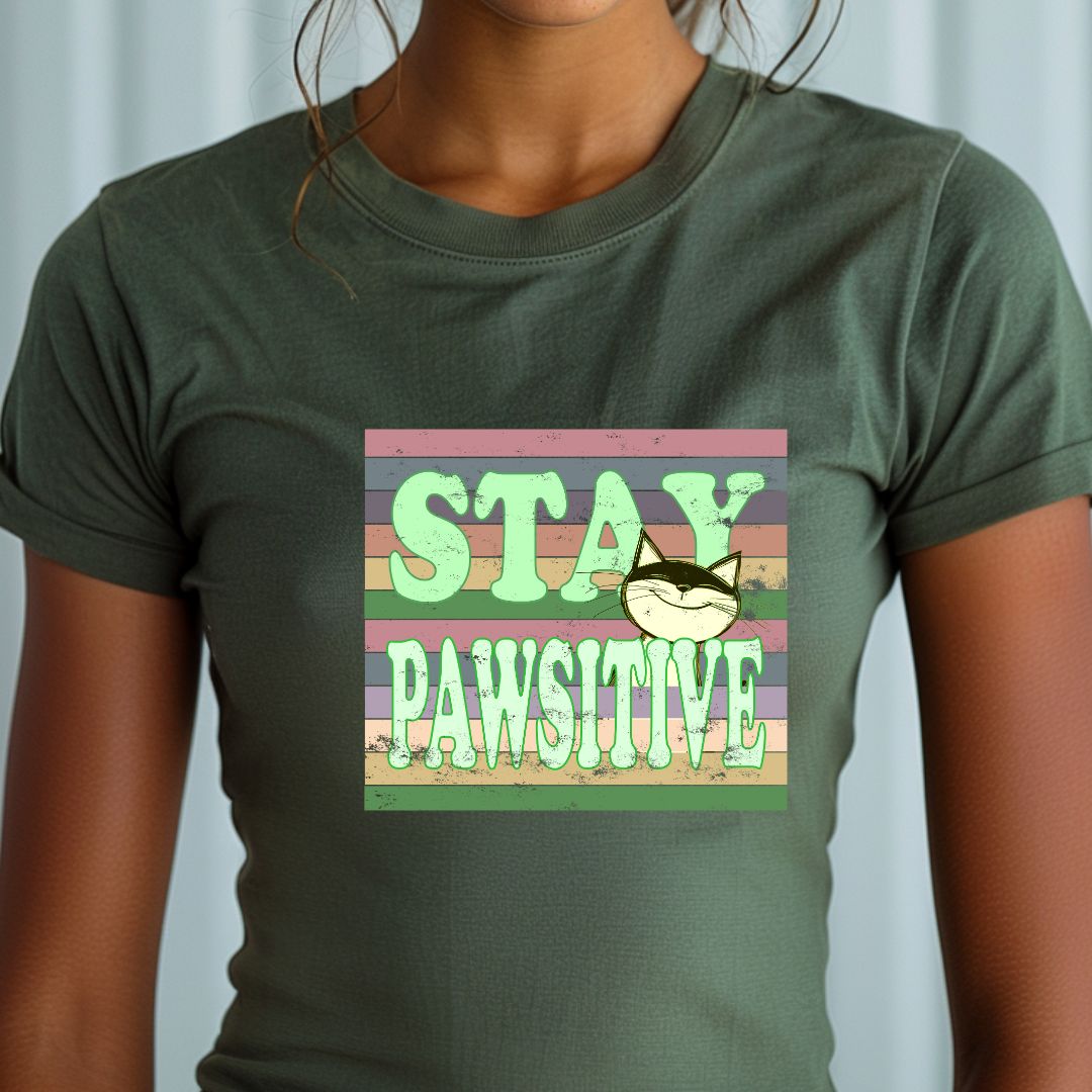 Stay Pawsitive Unisex Soft-Style Cotton T-Shirt – Lightweight, Comfortable, and Sustainable