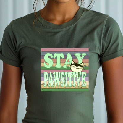 Stay Pawsitive Unisex Soft-Style Cotton T-Shirt – Lightweight, Comfortable, and Sustainable