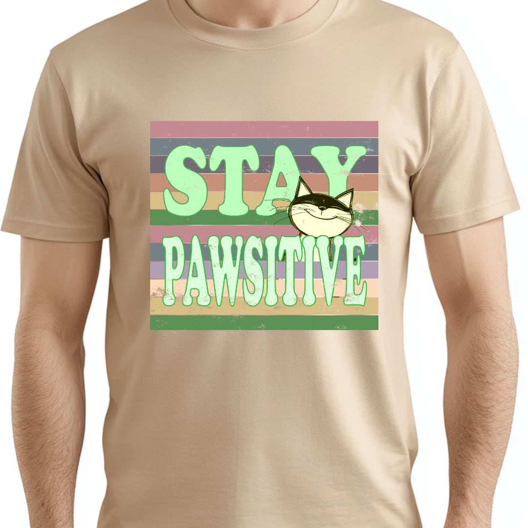 Stay Pawsitive Unisex Soft-Style Cotton T-Shirt – Lightweight, Comfortable, and Sustainable