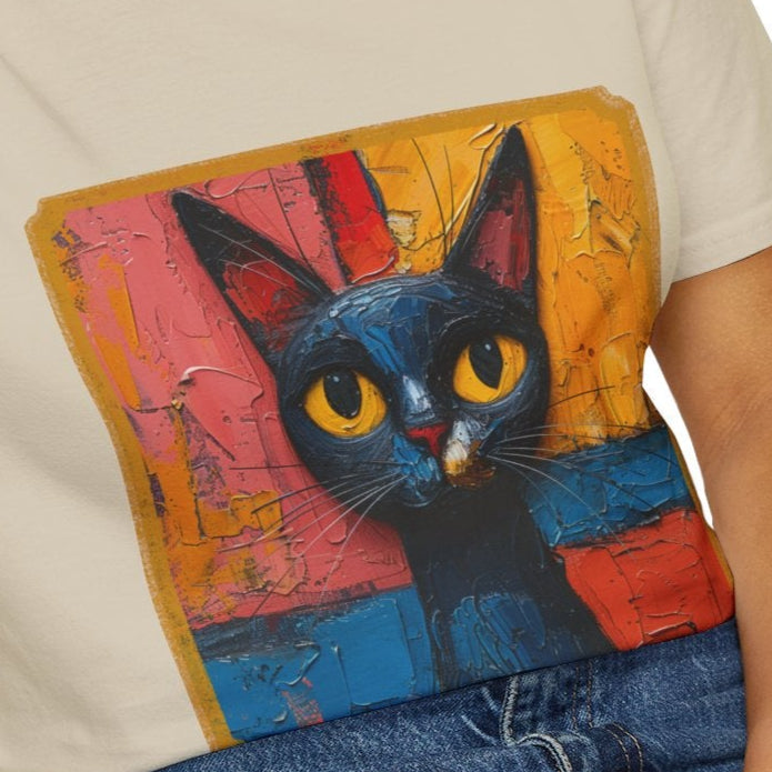 Oil Paint Like #3 Cat Unisex Soft-Style Cotton T-Shirt – Lightweight, Comfortable, and Sustainable