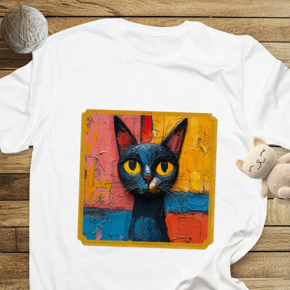 Oil Paint Like #3 Cat Unisex Soft-Style Cotton T-Shirt – Lightweight, Comfortable, and Sustainable